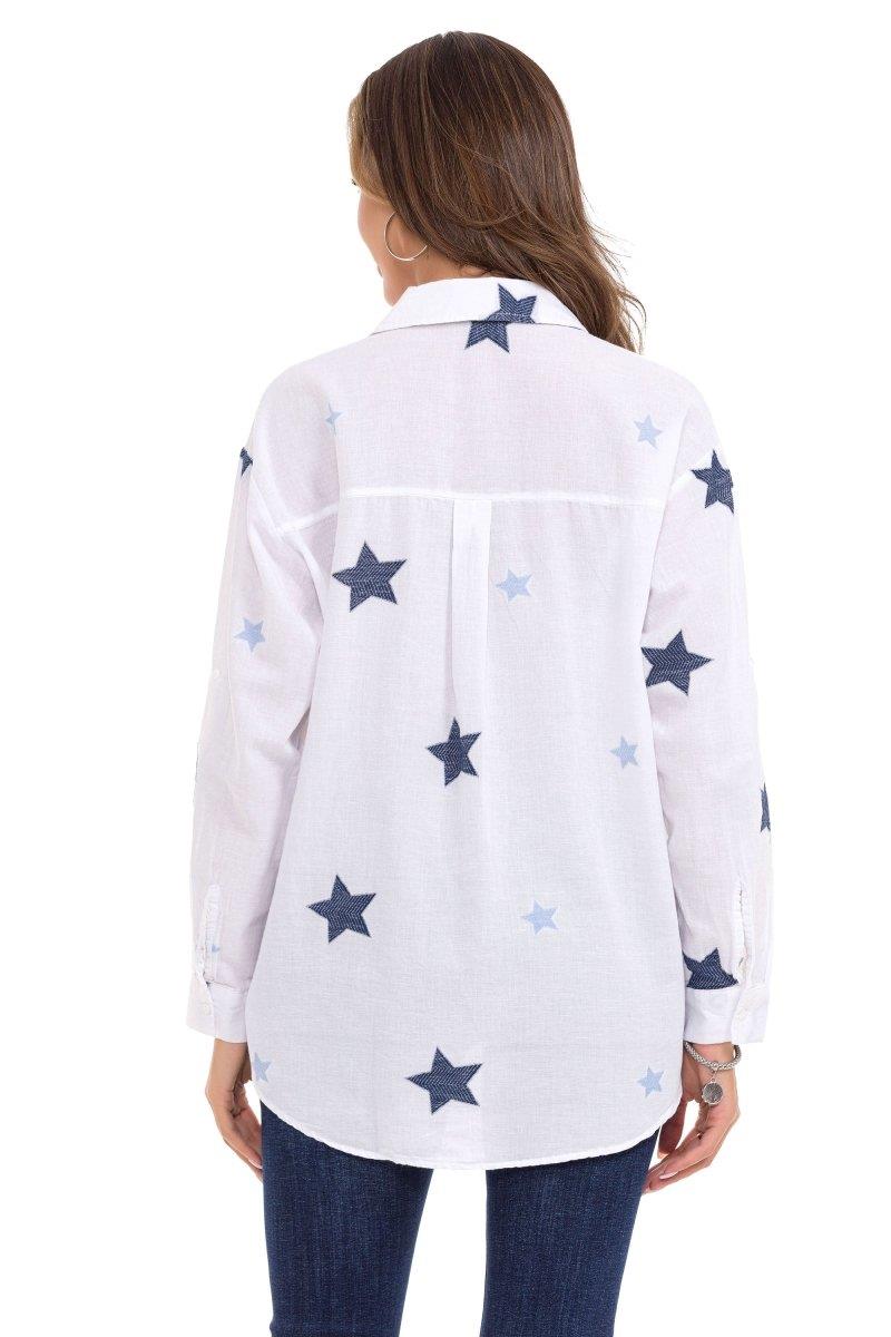 WH127 Camisa Amplia con Estrellas para Mujer