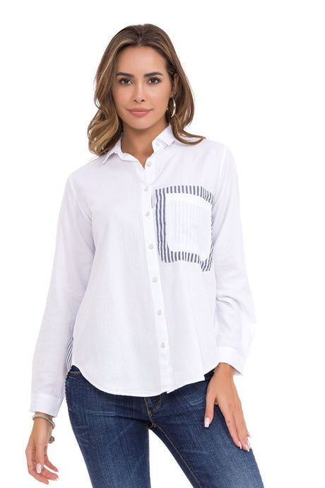 WH128 Women's shirt with striped detailed detailed