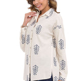 WH129 Camisa para mujeres con patrones de primavera de ocio