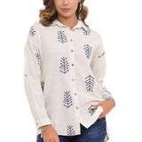 WH129 Camisa para mujeres con patrones de primavera de ocio