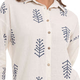 WH129 Camisa para mujeres con patrones de primavera de ocio