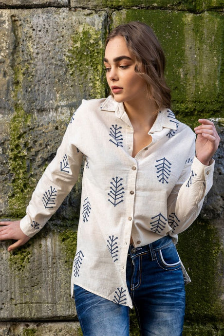 WH129 Women's shirt with leisure spring patterns