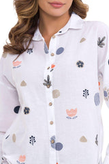 WH130 Camisa para mujeres con patrones de primavera de ocio