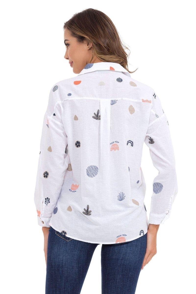 WH130 Camisa para mujeres con patrones de primavera de ocio