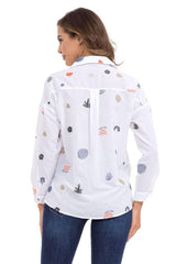 WH130 Camisa para mujeres con patrones de primavera de ocio