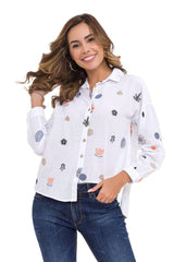 WH130 Camisa para mujeres con patrones de primavera de ocio