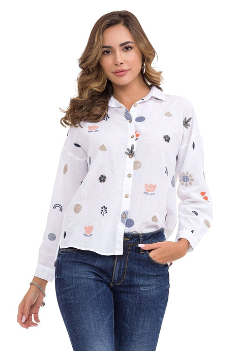 Camicia da donna WH130 con pattern primaverili per il tempo libero