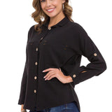 Wh132 Shirt da donna con cuciture a contrasto