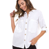 Wh132 Shirt da donna con cuciture a contrasto