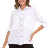 Wh132 Shirt da donna con cuciture a contrasto