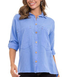 Wh132 Shirt da donna con cuciture a contrasto