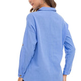 Wh132 Shirt da donna con cuciture a contrasto