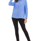 Wh132 Shirt da donna con cuciture a contrasto