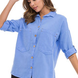 Wh132 Shirt da donna con cuciture a contrasto