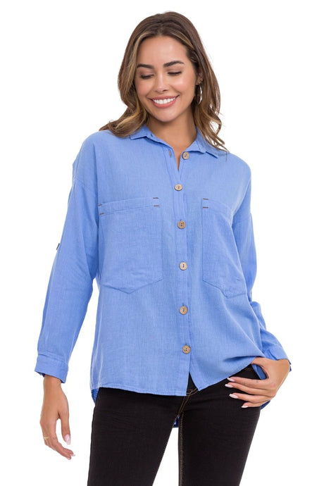 Wh132 Shirt da donna con cuciture a contrasto
