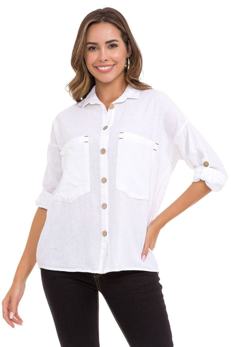 Wh132 Shirt da donna con cuciture a contrasto