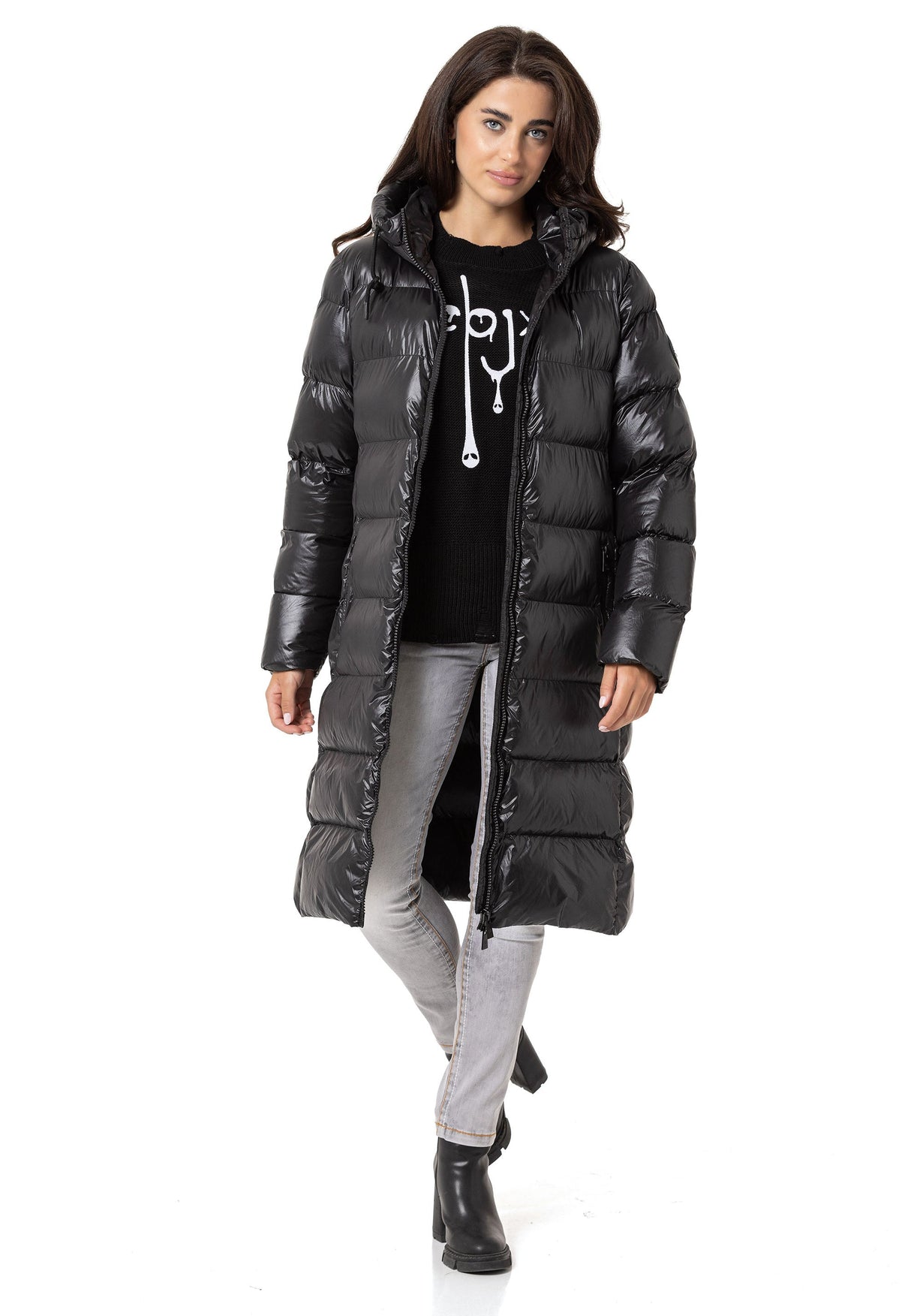 WM137 Damen Winter Steppmantel im Eleganten Design