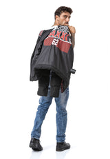 CM227 Men's winter jacket – Black | Warmly lined with fur hood & Cipo & Baxx front design