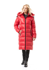 WM143 Women quilted coat in black with hood