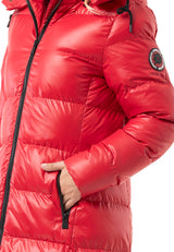 WM143 Women quilted coat in black with hood