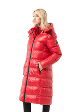 WM143 Women quilted coat in black with hood