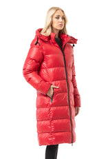 WM143 Women quilted coat in black with hood