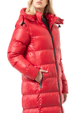 WM143 Women quilted coat in black with hood