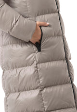 WM143 Women quilted coat in black with hood