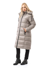 WM143 Women quilted coat in black with hood