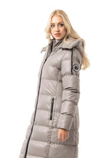 WM143 Women quilted coat in black with hood