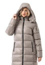 WM143 Women quilted coat in black with hood