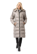 WM143 Women quilted coat in black with hood