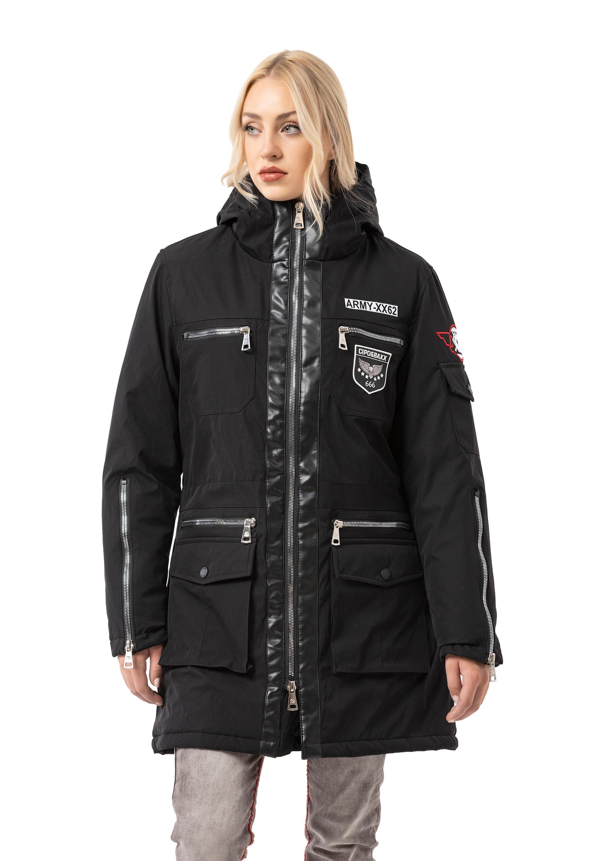 WM144 Women's winter jacket with zipper details