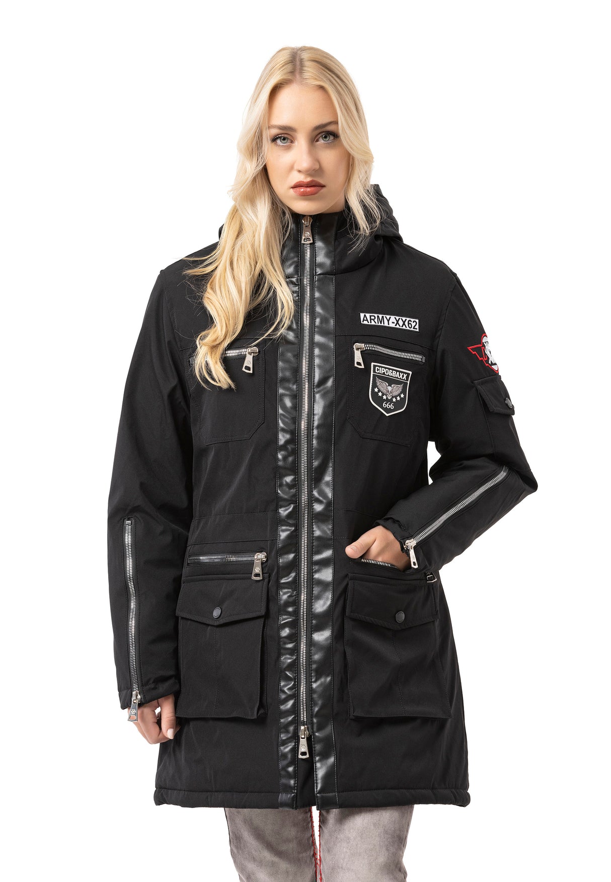 WM144 Women's winter jacket with zipper details