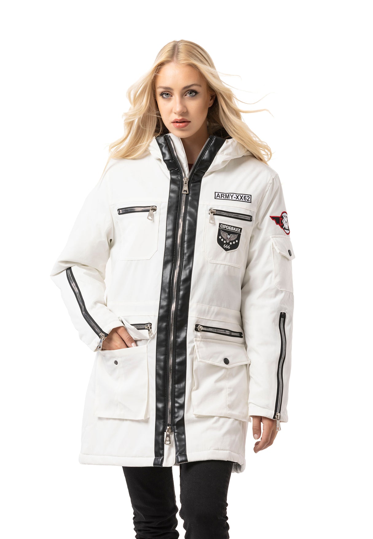 WM144 Women's winter jacket with zipper details
