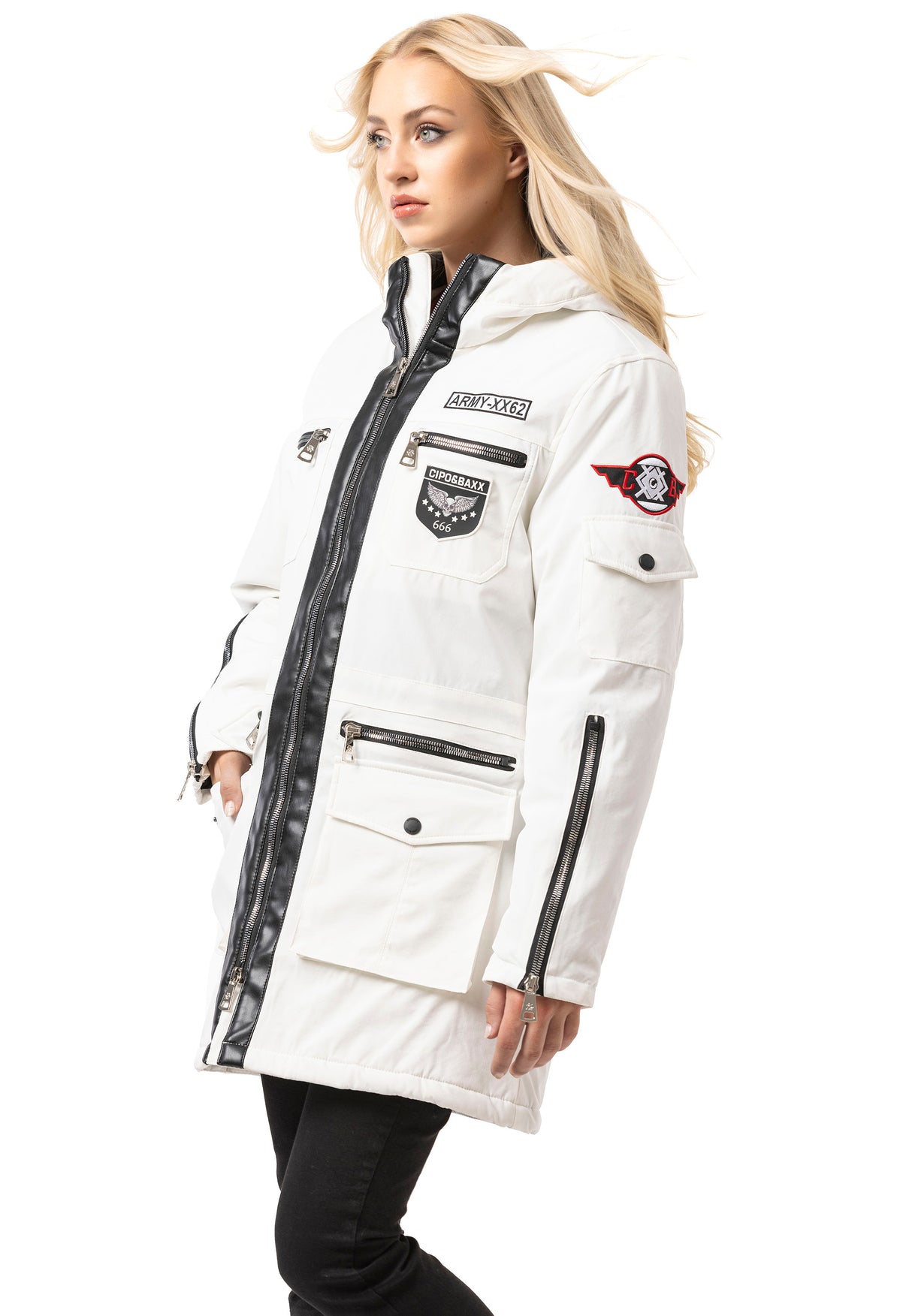 WM144 Women's winter jacket with zipper details
