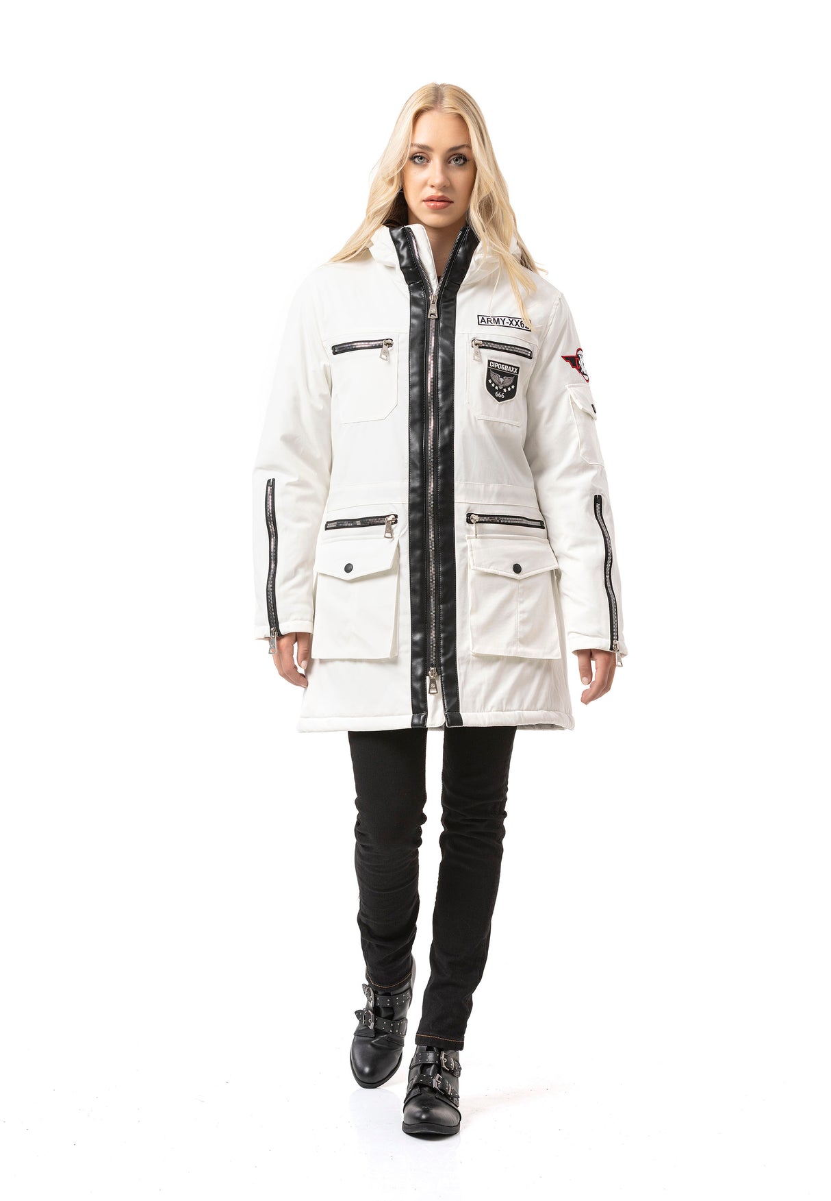 WM144 Women's winter jacket with zipper details