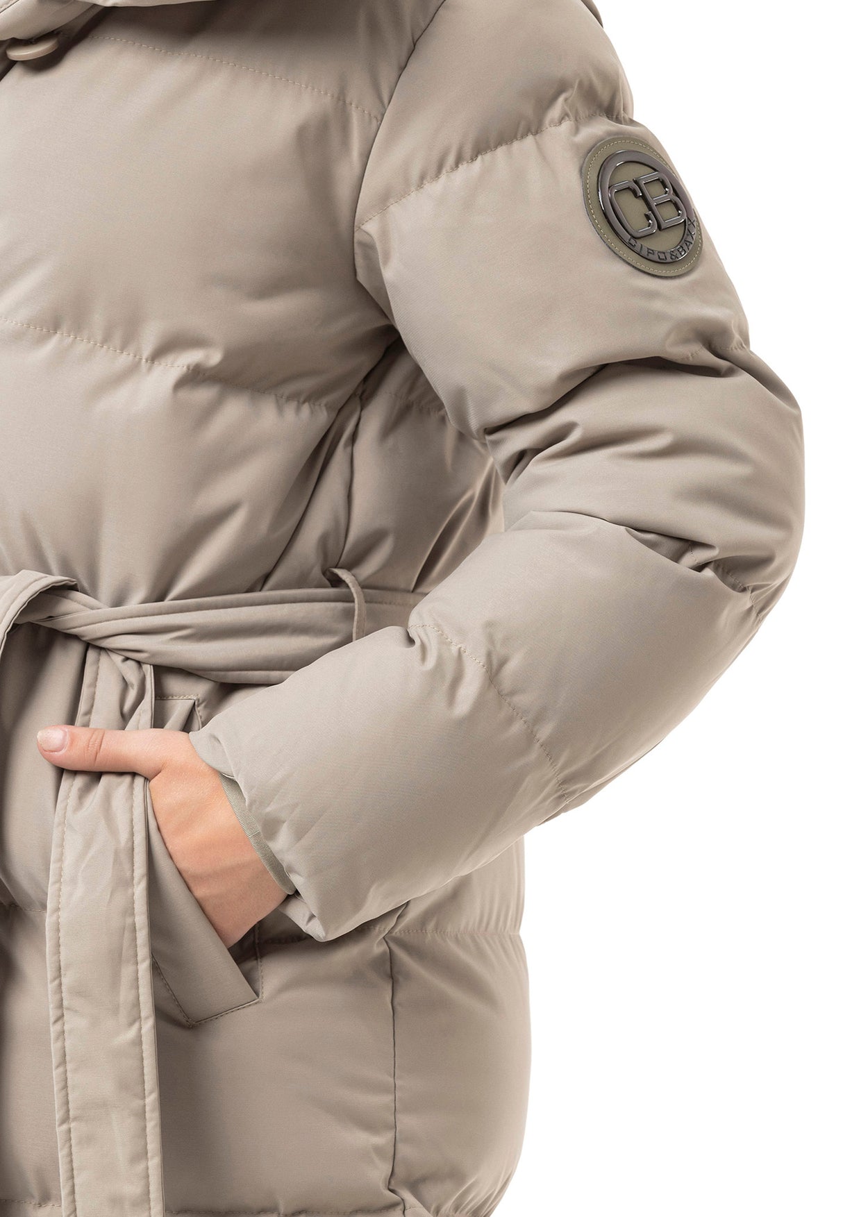 WM145 Women Winter Coat with Belt and Hood