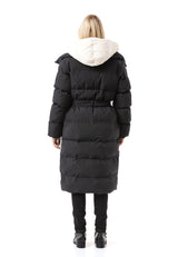 WM145 Women Winter Coat with Belt and Hood