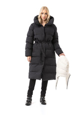 WM145 Women Winter Coat with Belt and Hood