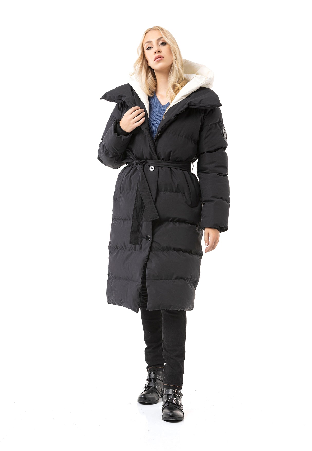 WM145 Women Winter Coat with Belt and Hood
