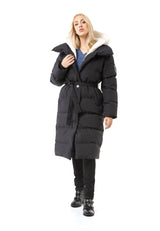 WM145 Women Winter Coat with Belt and Hood