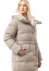 WM145 Women Winter Coat with Belt and Hood