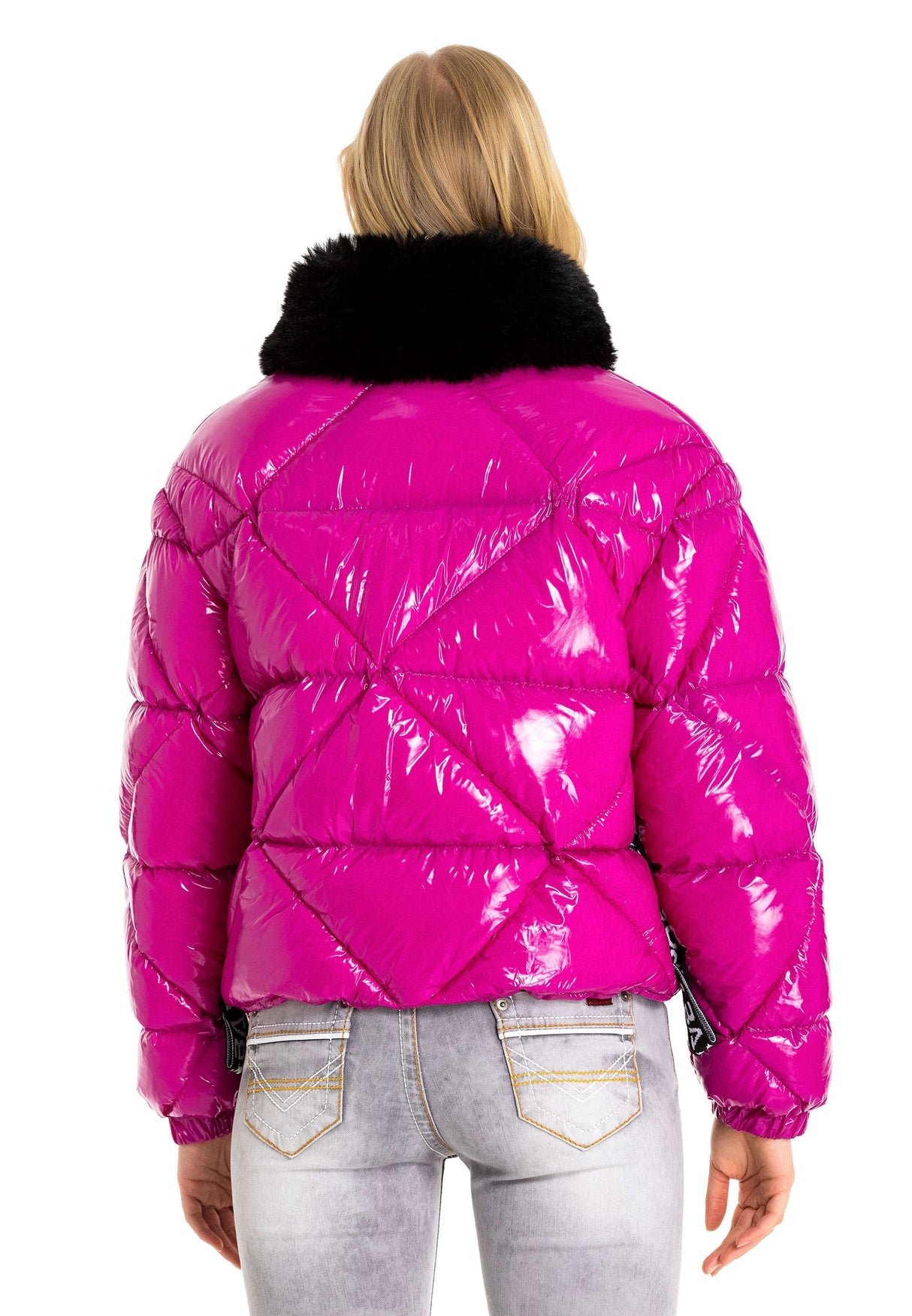 WM134 Veste d'hiver pour femmes avec col en fourrure synthétique