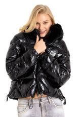 WM134 Veste d'hiver pour femmes avec col en fourrure synthétique