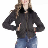 WJ141 Bomber pour femmes avec col en fourrure amovible