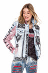 WJ162 Veste en jean pour femmes avec un motif coloré