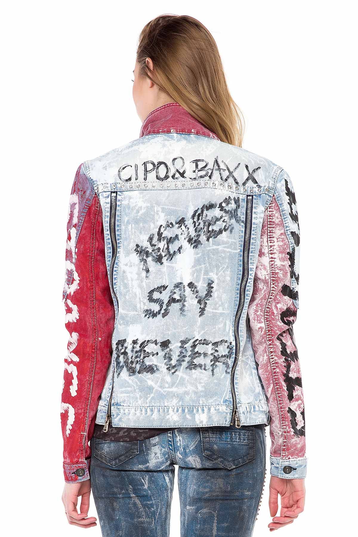 WJ162 Veste en jean pour femmes avec un motif coloré