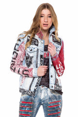 WJ162 Veste en jean pour femmes avec un motif coloré