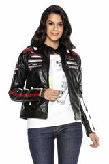 WJ183 women leather jacket stylish with branded logo